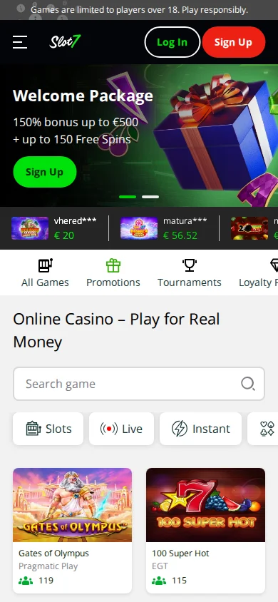 L'application Slot7 Casino